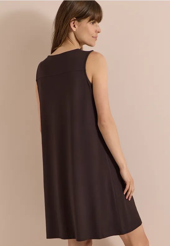 Knielange jersey jurk met V-hals
