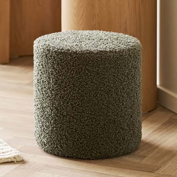 House Collection Bouclé Poef Ø 34 cm Runa Donkergroen