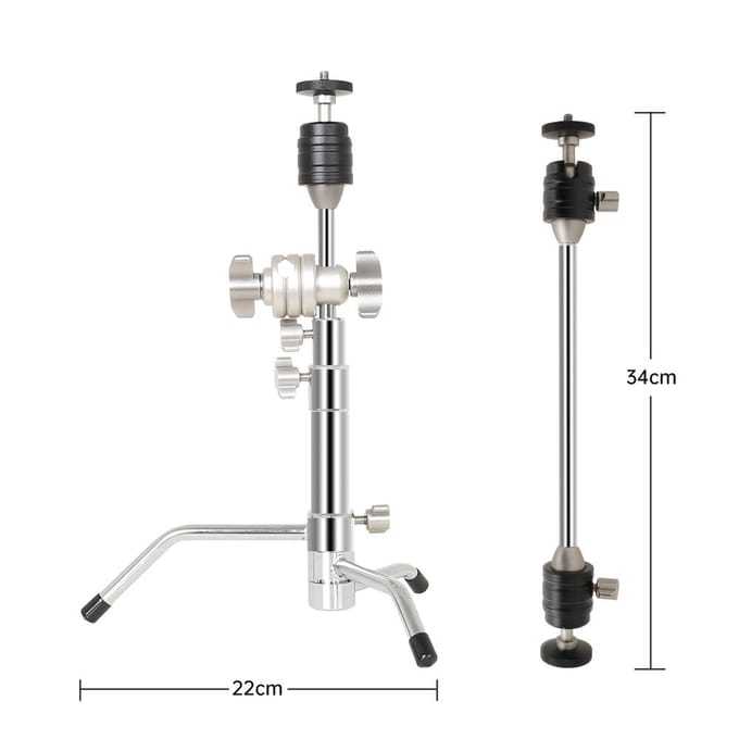Andoer Mini C-Stand 20,8 pouces trépied de bureau support de téléphone en alliage d'aluminium capacité de charge 10 kg/22 lb 2 argenté