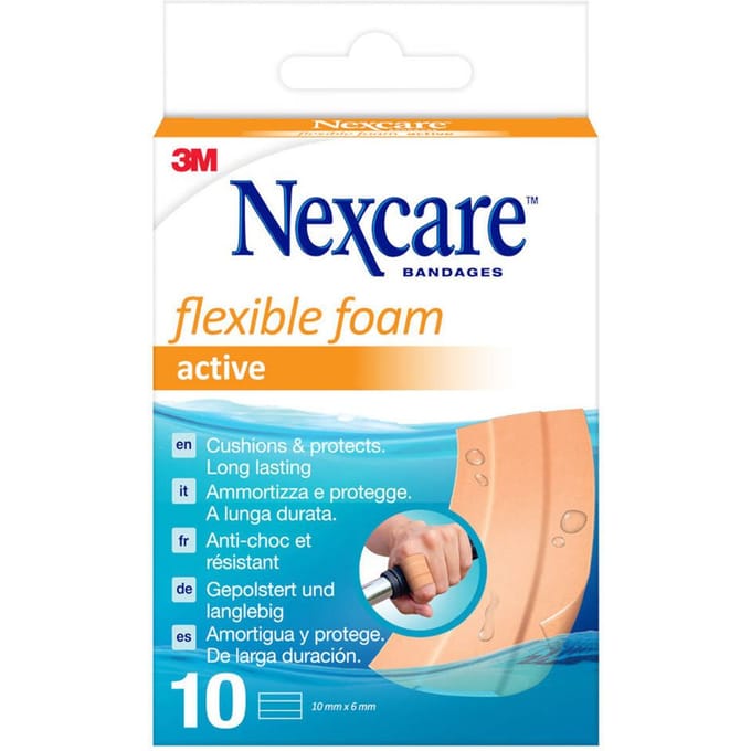 Wondpleister Nexcare active flexible foam waterbestendig 6x10cm 10 stuks