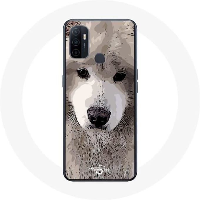Oppo A53 hoesje Samojeed grijs hondenras grijs