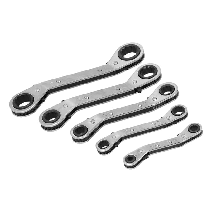 5 Stuks Ratelsleutel Dubbelzijdig Chroom Vanadium Staal Multifunctionele Ratelsleutelset white
