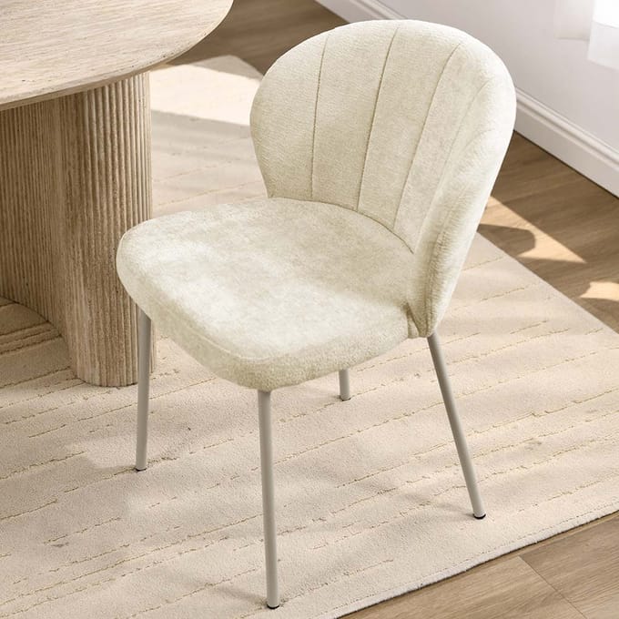 Milton & Oldbrook Chenille Eetkamerstoel Cadiz Beige