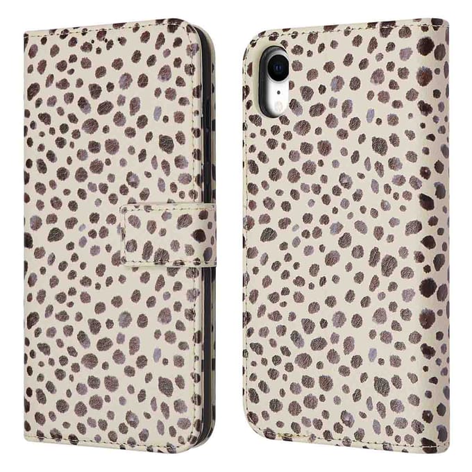 imoshion Hoesje - Geschikt voor Apple iPhone XR - Design Bookcase smartphone - Black And White Dots