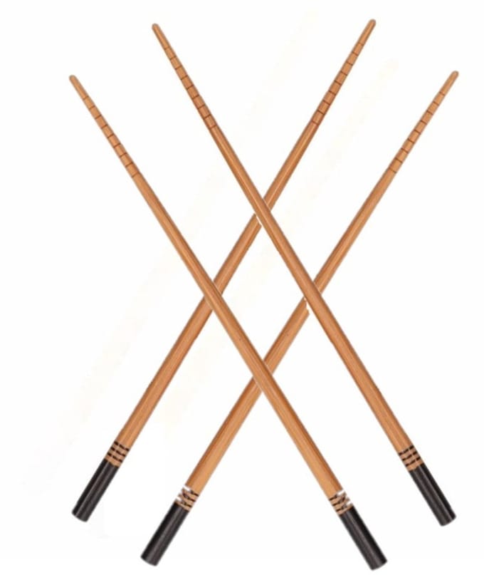 Bamboe Aziatiesche eetstokjes - bruin / zwart - 8x setje - hout