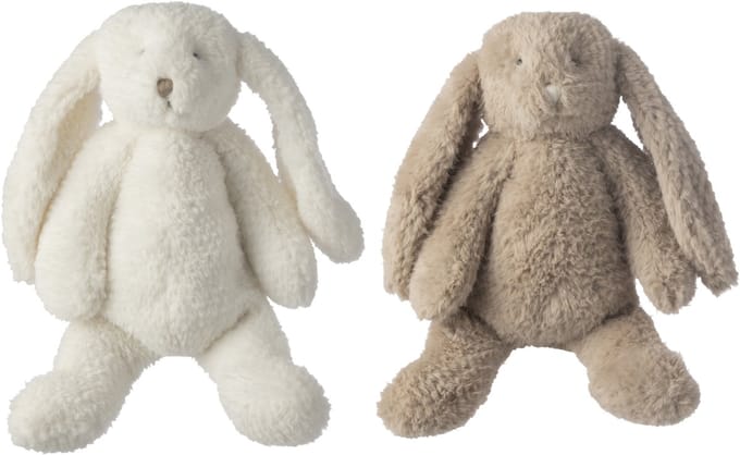 J-Line decoratie Konijn - polyresin - wit/beige - large - set van 2