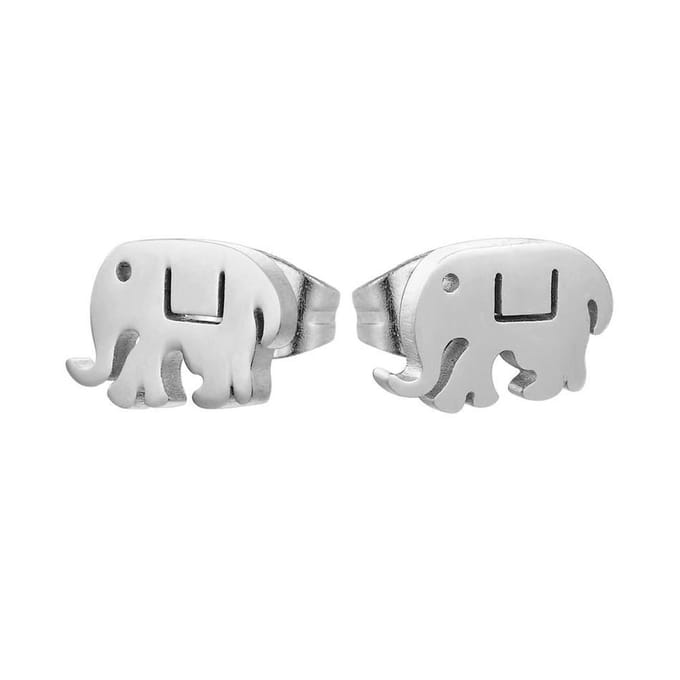 Fako Bijoux® - Oorbellen - Steker - RVS - Stainless Steel - Olifantje