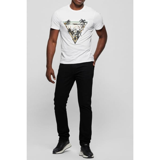 GUESS Ss Bsc  Embosse Pure White Taglia: M | Magliette basic Outlet | Uomo | Bianco