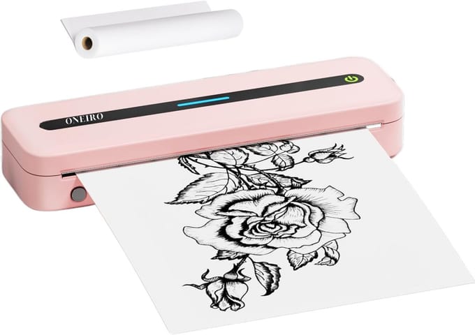 ONEIRO PRO O40F Draagbare Bluetooth printer Roze - A4 - Thermal printer - all in one - draagbaar - compact - kantoor - school - printen - draadloos - bluetooth