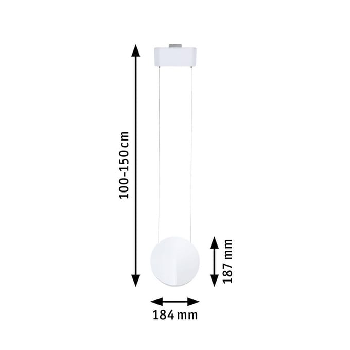 Paulmann URail LED-hanglamp Alejandro, signaalwit, 3000K, dimbaar.
