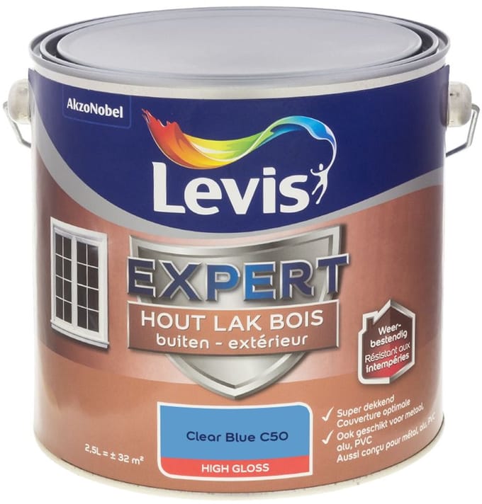 Levis - Expert Hout Lak Buiten High Gloss Mix - Clear Blue C50 - Mengverf - 2,5 L