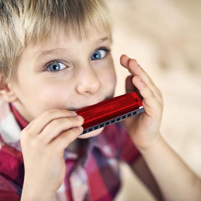 Speelgoed Harmonica - Muziek Instrument - Muziek Leren - Veilig ABS Metaal - Compact Formaat - Rood
