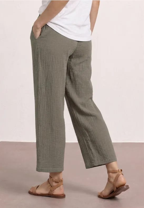 7/8 Wide Legs mousseline broek in Loose Fit