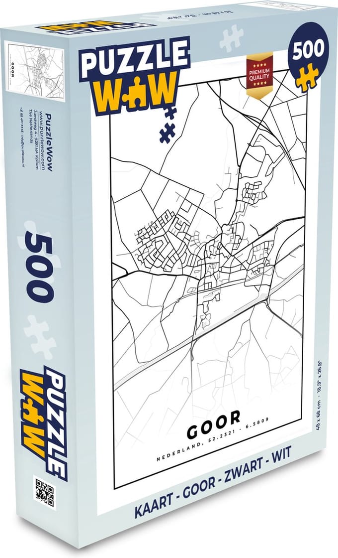 Puzzel Kaart - Goor - Zwart - Wit - Legpuzzel - Puzzel 500 stukjes