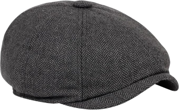 S4D® - Flat Caps Heren - Flat Cap - Baret Heren - Stijlvolle Klassieke Flatcap - One Size - Zwart Met Grijs