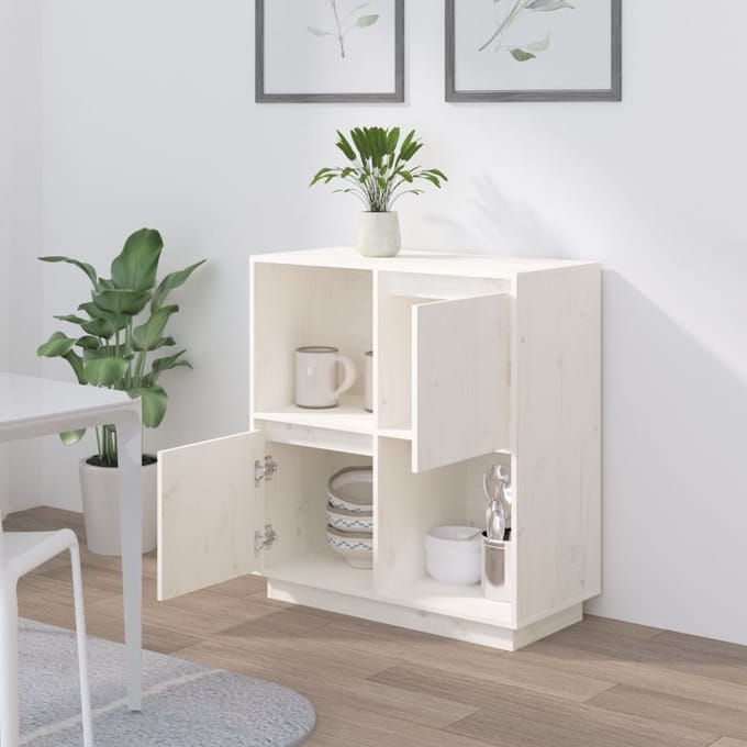 vidaXL - Dressoir - 74x35x80 - cm - massief - grenenhout - wit