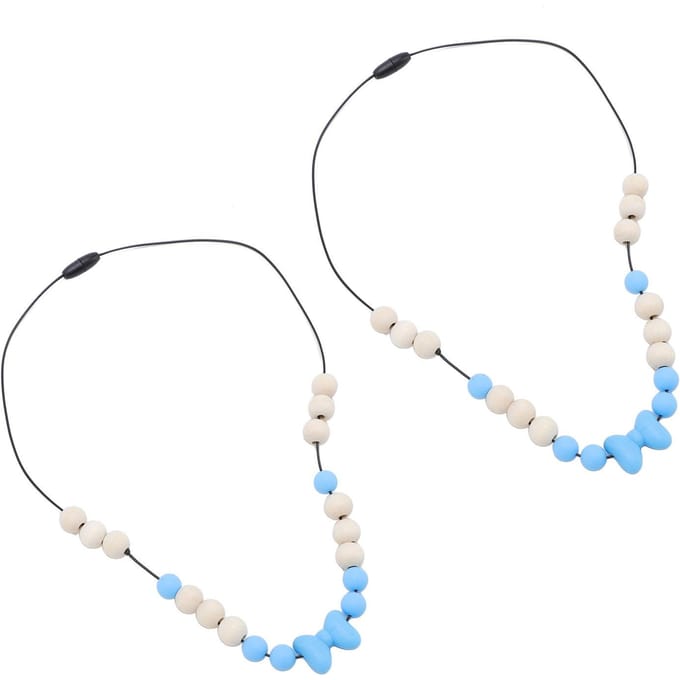 2 Stuks Sensorisch Ketting Verstelbaar Bandje Modieus Bevorder Focus Siliconen Sensorisch Ketting voor Jongens en Meisjes Blauw blauw