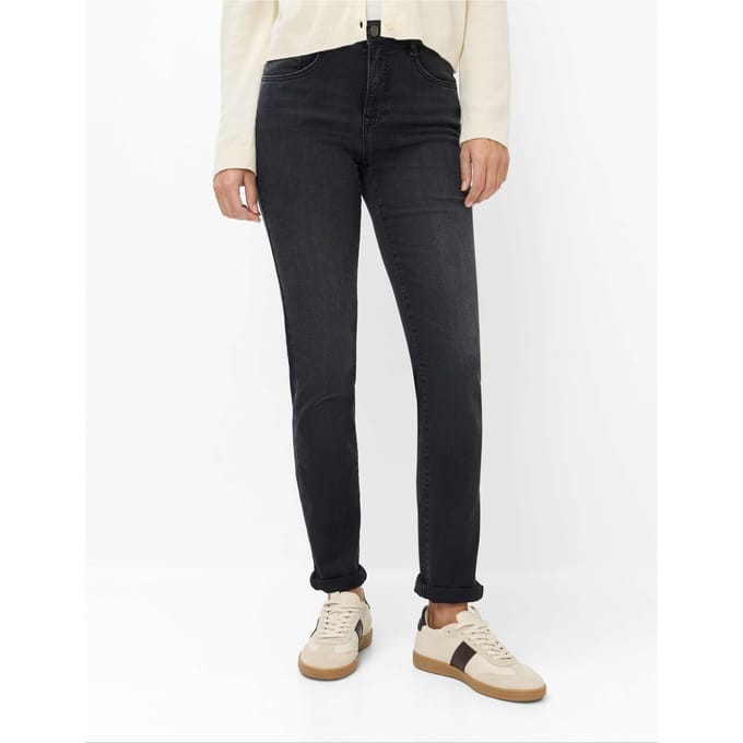 Brax Dames Jeans  Style CAROLA USED BLACK BLACK, denim donkergrijs, maat 36