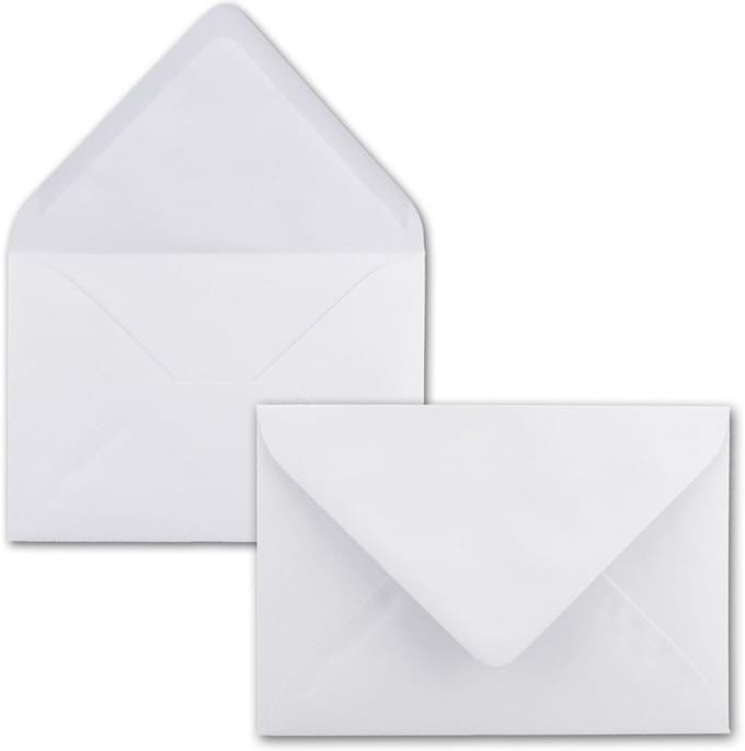 Premium Witte Enveloppen 81 x 114 mm (DIN C7) Nat Lijnend - 10 Stuks