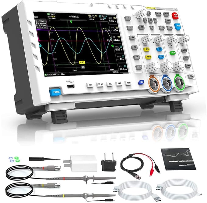 Digitale Oscilloscoop - Multimeter - Digitale Multimeter - 2 in 1 - Dual Channel - 100Mhz - 1gsa/S - 2 Ana-log - 50, 000wfm/s - 30KB - Wit