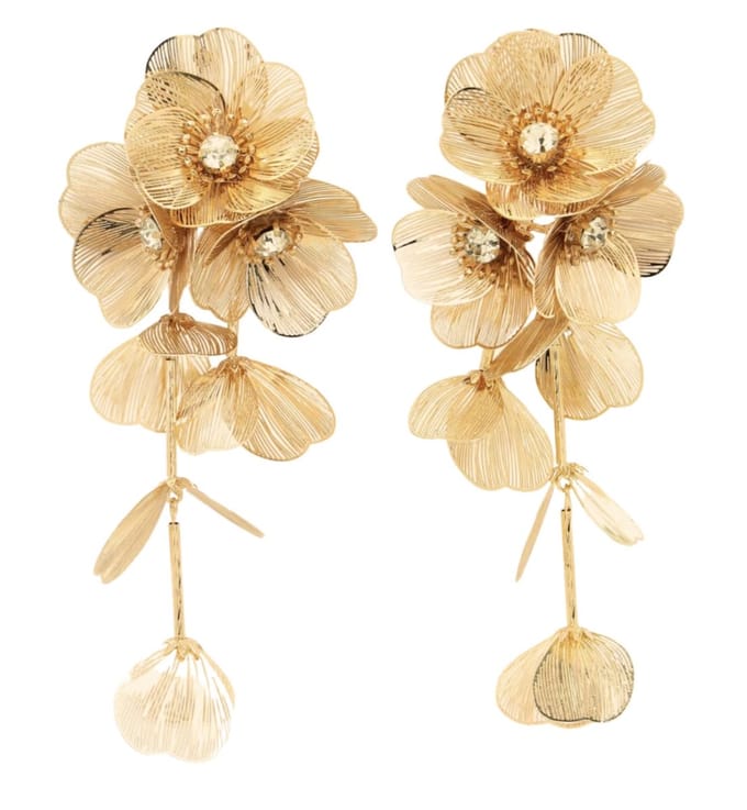 Lange oorbellen - goudkleurig -blaadjes- 12 cm-Charme Bijoux
