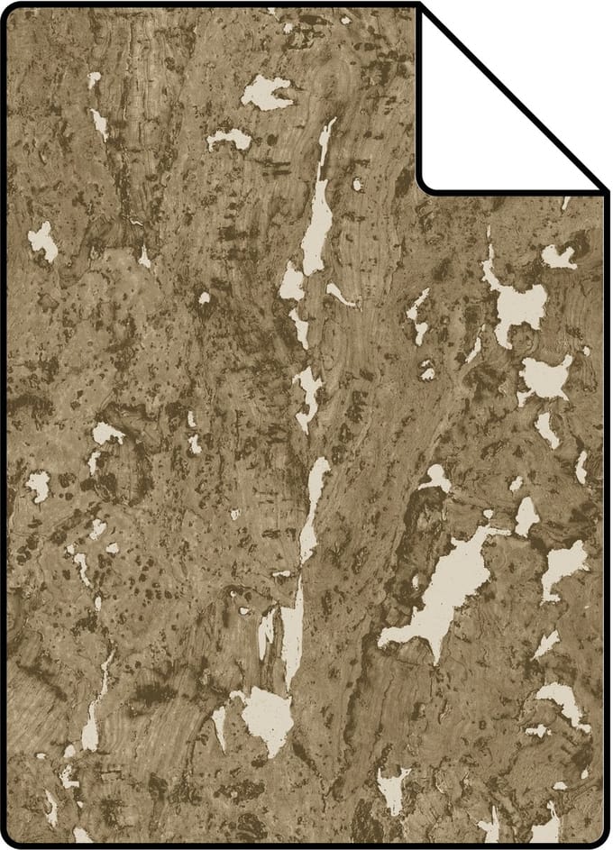 Proefstaal ESTAhome behang kurk bruin en gebroken wit - 26.5 x 21 cm - 139336-S