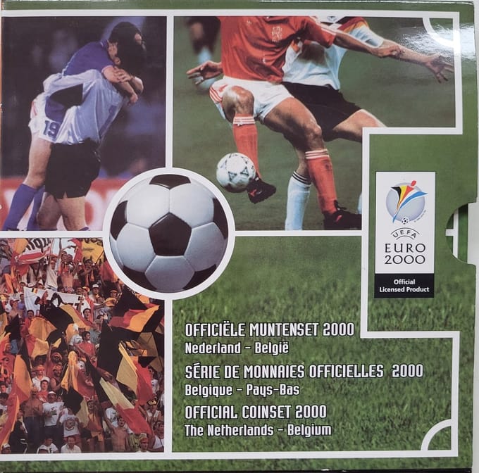 Officiele muntset UEFA Euro 2000 Nederland - Belgie kwaliteit FDC (genummerde oplage)
