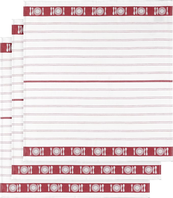 De Witte Lietaer Theedoek BML, Skipper Rood - 3 stuks - 65 x 65 cm - Katoen