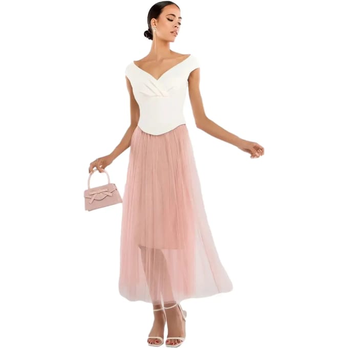 Plissé Midi Tulle Rok Vrouw Goddiva