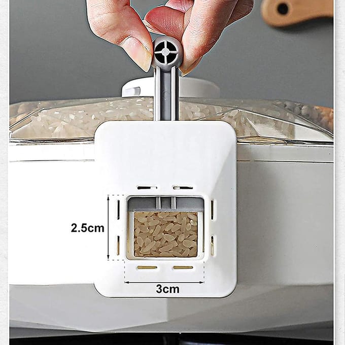 Aan de muur gemonteerde graandispenser 5 compartimenten droogvoedseldispenser roterende ontbijtgranencontainer voor L wit