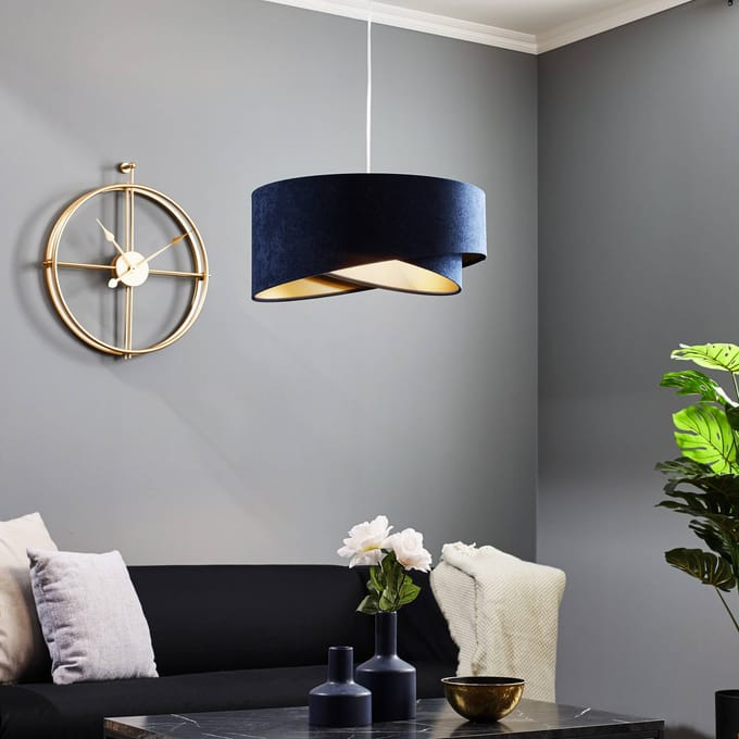Maco Design Hanglamp Vivien, tweekleurig, blauw/goud