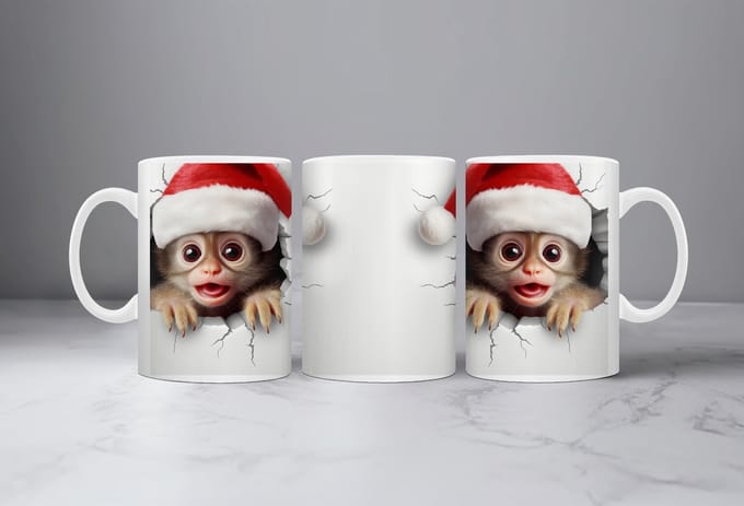 Koffiemok Kerst 3D Aapje