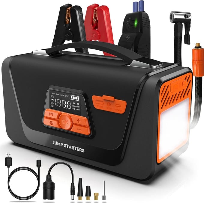 Jumpstarter Voor Auto - Starthulp - Starthulp Voor Auto - Jumpstarter Powerbank - Jumpstarter Met Compressor