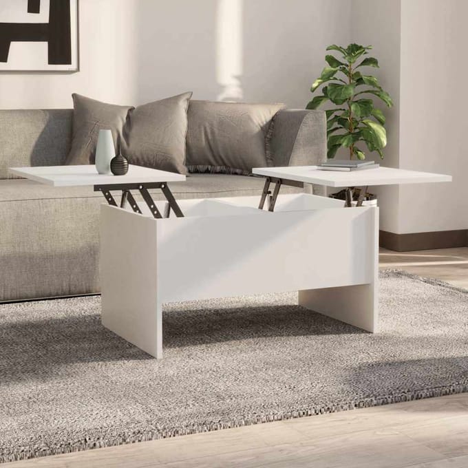 vidaXL - Salontafel - 80x50x42,5 - cm - bewerkt - hout - wit