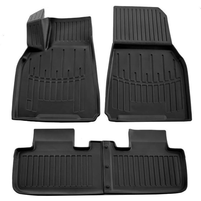 Tapis de sol - SCOUTT - Tesla Model Y - Caoutchouc Premium - Résistant à l'eau - Design 3D noir