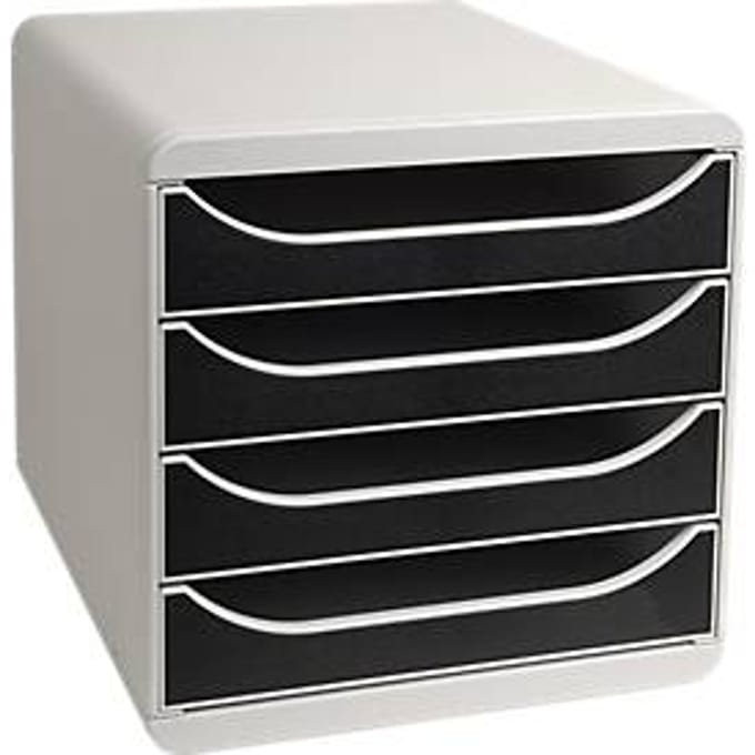 Ladebox Big Box Plus Office Zwart, 4 open laden, A4/A4+/24x32 cm, geruisloos, veiligheidsstop