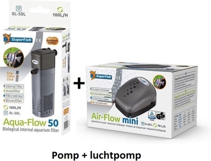 SuperFish Aquarium Luchtpomp - AquaFlow Dual Action - Air Flow Mini - Duoverpakking