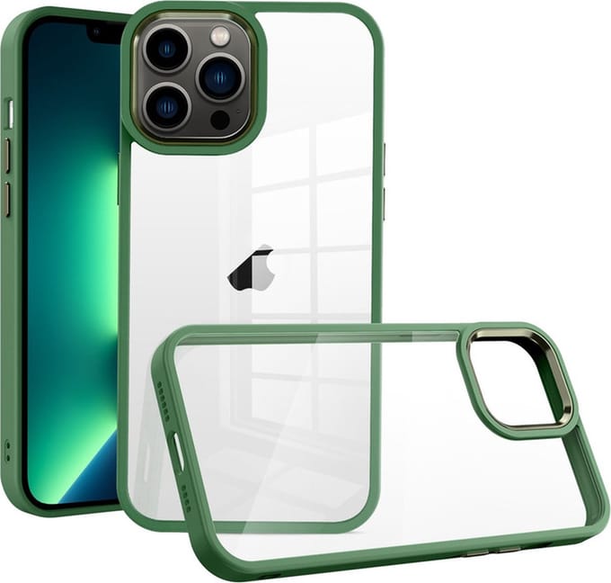 iPhone 14 PLUS Hoesje - Transparant - Doorzichtige Achterkant - Shockproof Case - Groen - Provium