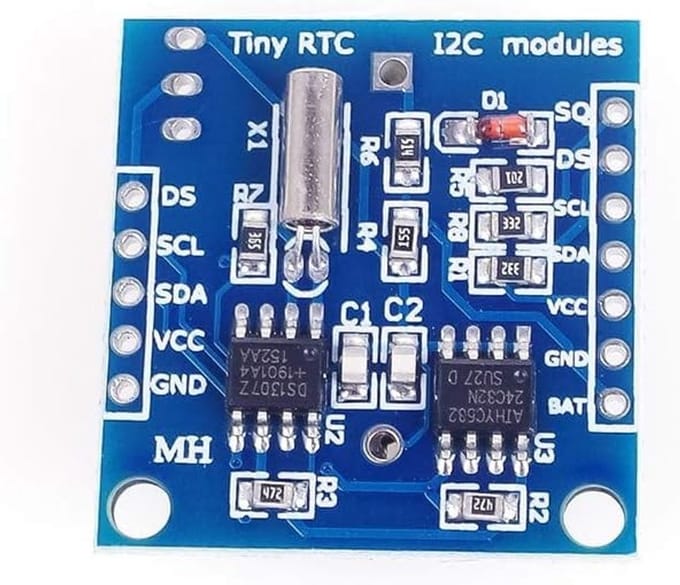 Tiny DS1307 I2C RTC Klokmodule met 24C32 voor Arduino - Tijdregistratie, Real-Time Klok, Elektronica Projecten