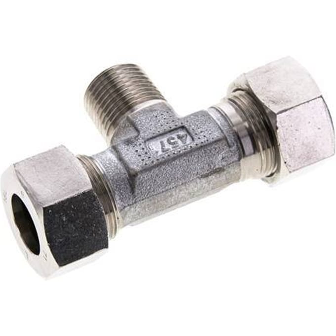 18L & R1/2'' RVS T-stuk Snijringkoppeling Buitendraad 315bar ISO 8434-1