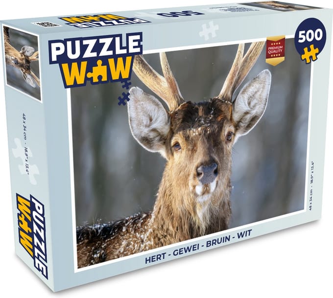 Puzzel Hert - Gewei - Bruin - Wit - Legpuzzel - Puzzel 500 stukjes