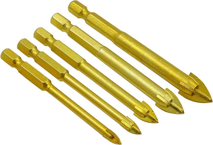 DW4Trading Glasboren Set - Keramiek - Tegelboren Ø 4,5,6,8,10 mm - Zeskant Aansluiting - 5 Delig