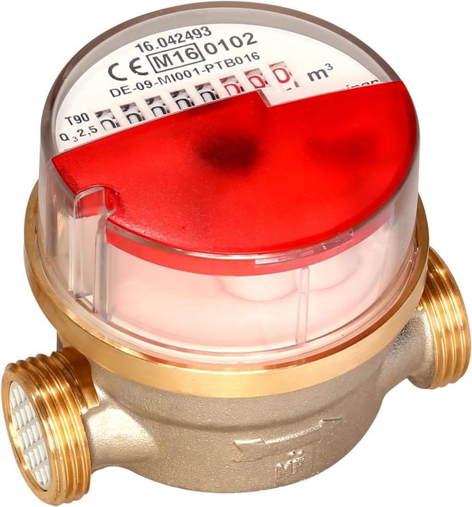 Modulaire Watermeter Koud Water 3/4 Inch Met Terugslagklep en -80mm Aansluiting
