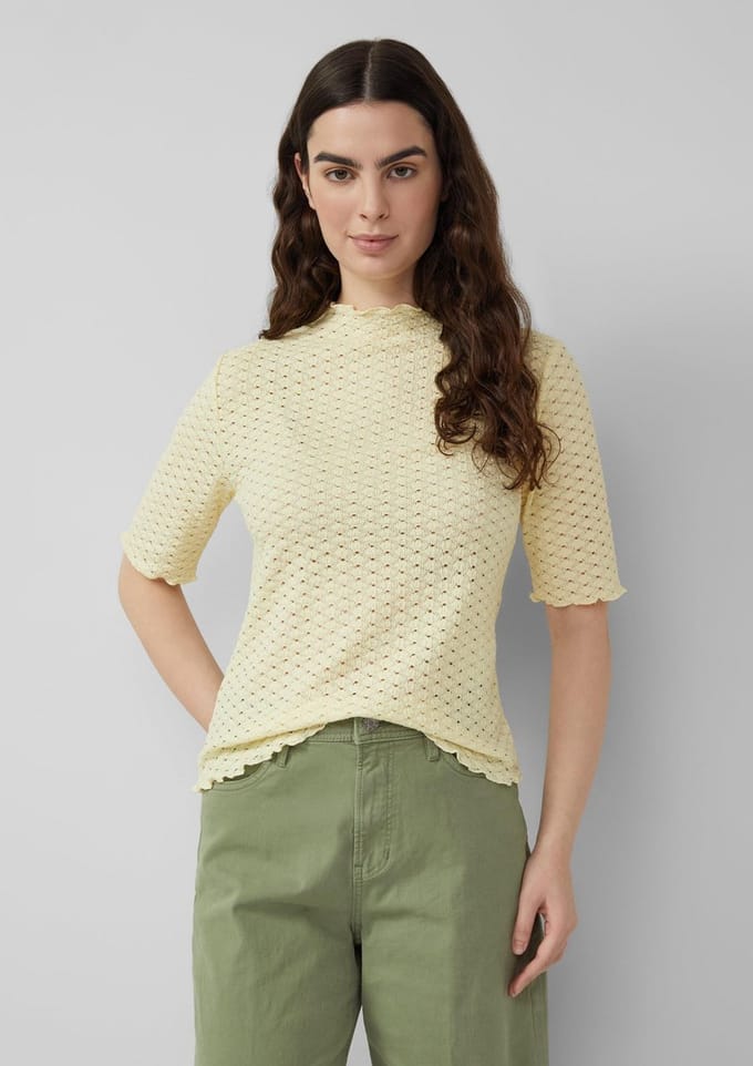 T-shirt van gestructureerde jersey met hoge kraag dames s.Oliver