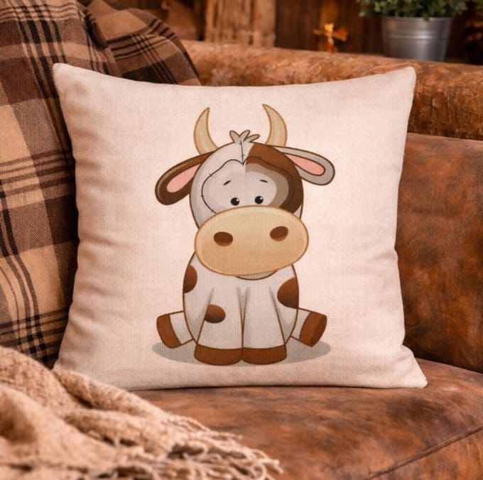 Canvas Cute Cows Collection Kussenhoes - Koe - Koeien - 45x45 cm