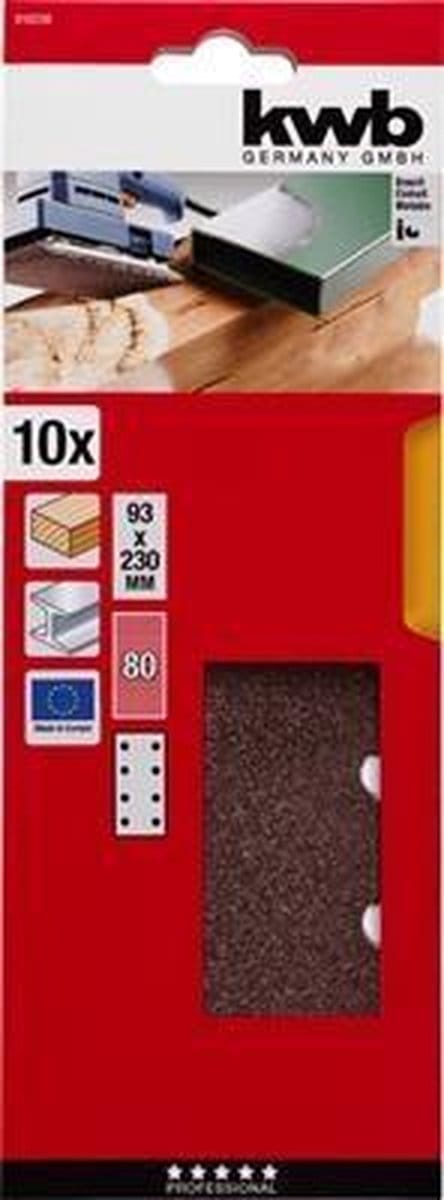 KWB schuurstrook 93 x 230 mm - Korrel 80 - 818208 - 10 stuks