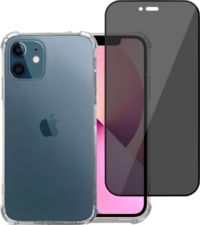 Geschikt voor iPhone 13 Hoesje - Case Transparant - Privacy Screenprotector - Shockproof - Beschermglas