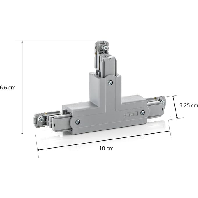 GLOBAL T-verbinder Noa, aardedraad buiten links, grijs