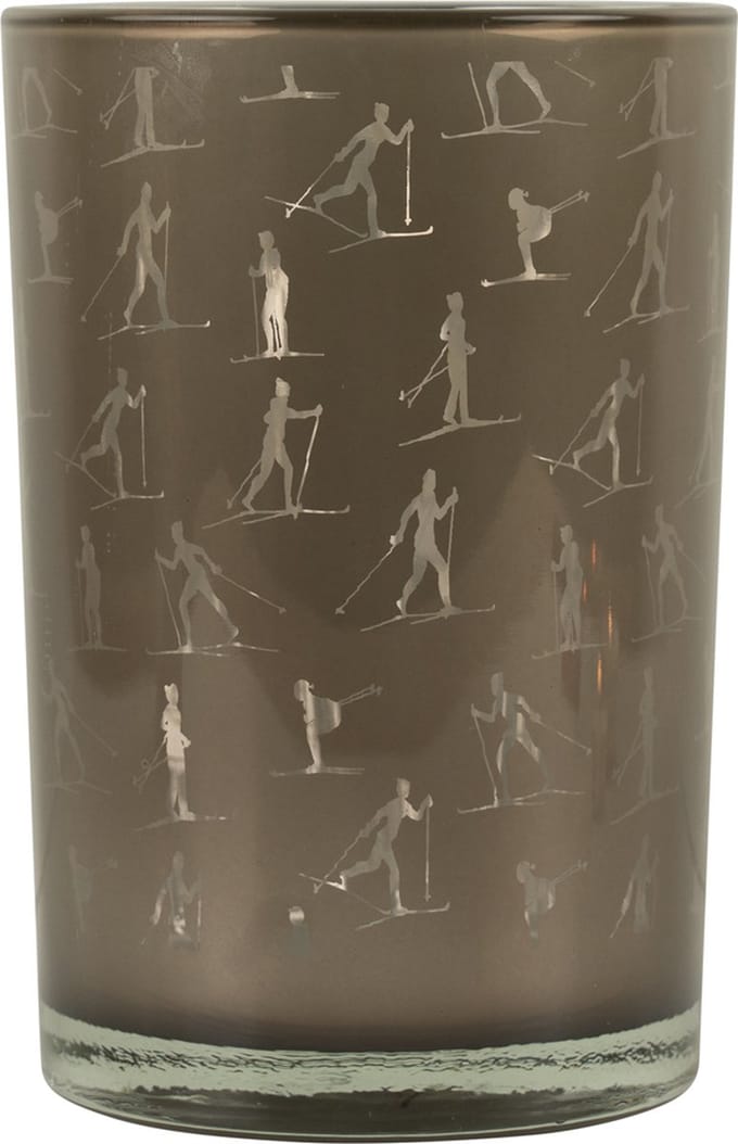 Theelichthouder ski taupe zilver large 18cm