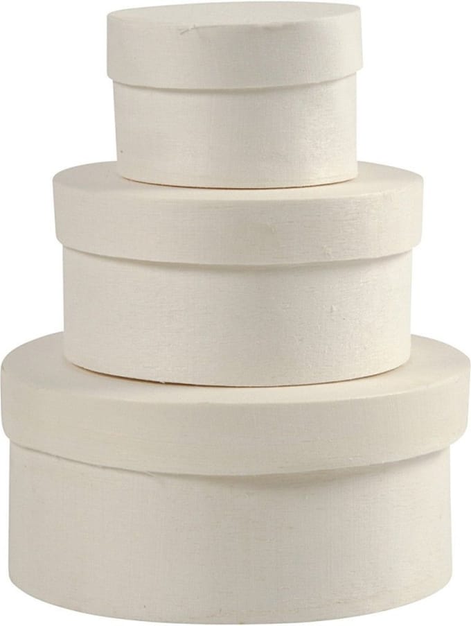 Creativ Company houten knutseldozen rond set 3 stuks fineer 10-13 cm.